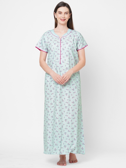 

Sweet Dreams Turquoise Blue Printed Maxi Nightdress