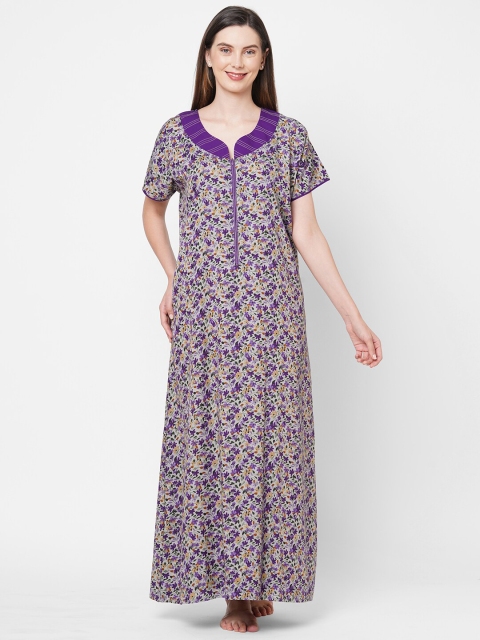 

Sweet Dreams Purple Printed Maxi Nightdress