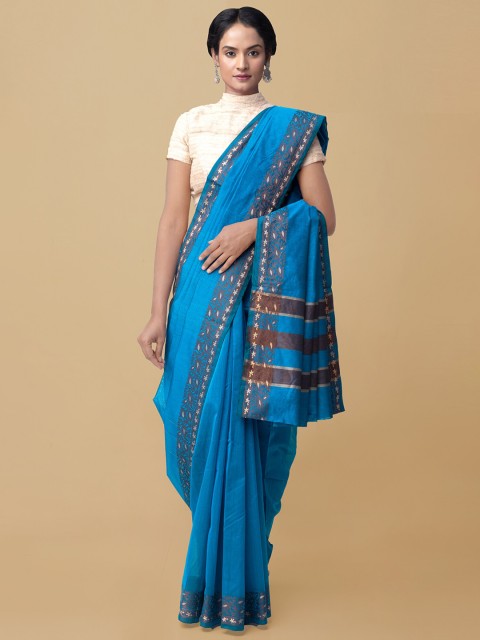 

Unnati Silks Women Blue Pure Chettinad Silk Cotton Saree