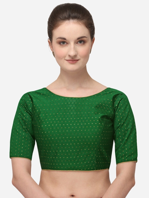 

Amrutam Fab Women Green & Gold-Coloured Embroidered Jacquard Saree Blouse