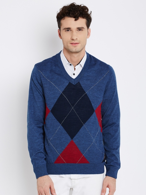

U.S. Polo Assn. Men Blue Argyle Pattern Sweater