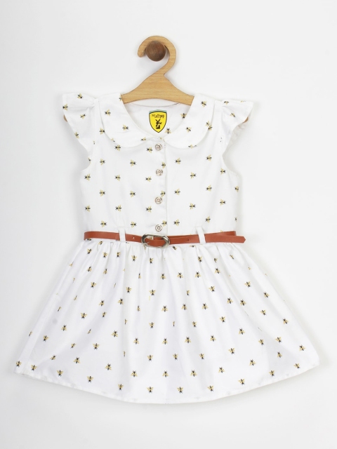 

Lil Lollipop Girls Geometric Printed White Dress