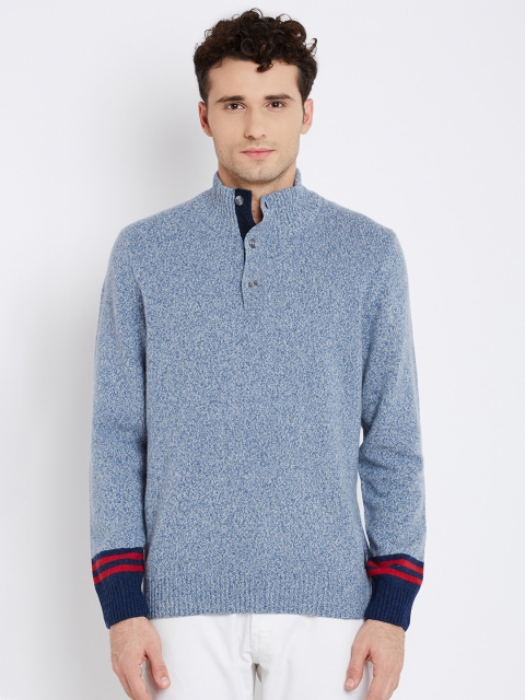 

U.S. Polo Assn. Men Blue & Off-White Solid Sweater
