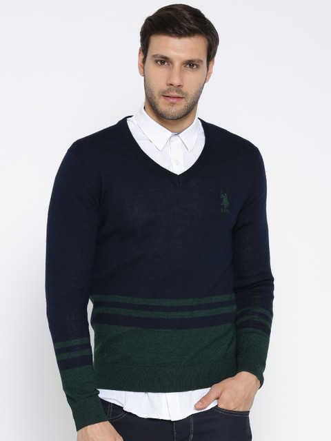 

U.S. Polo Assn. Men Navy Solid Sweater, Navy blue