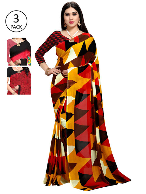 

KALINI Pack Of 3 Printed Saree, Multi