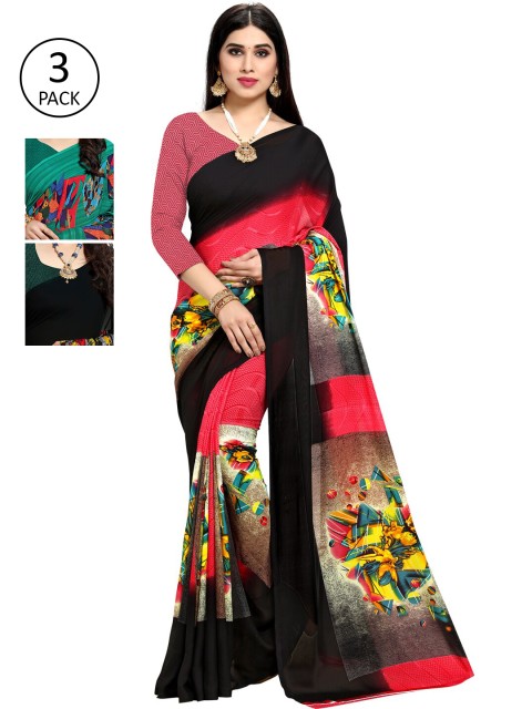 

KALINI Pack Of 3 Printed Saree, Pink