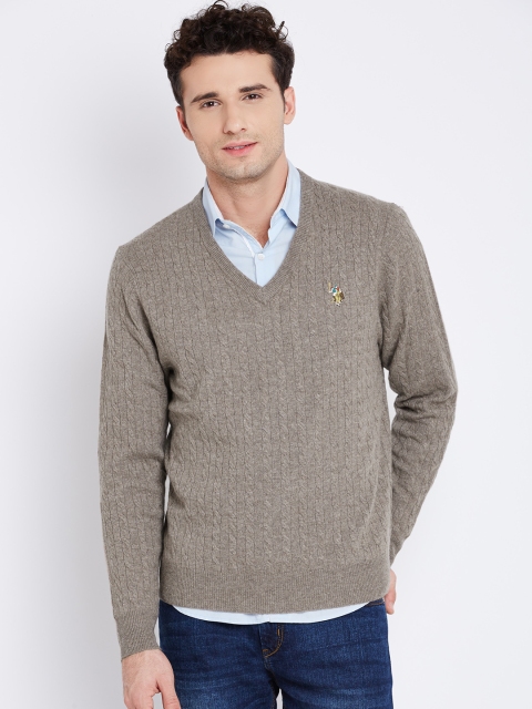

U.S. Polo Assn. Taupe Cable Knit Woollen Sweater