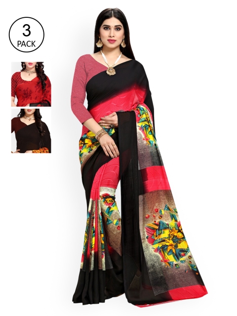 

KALINI Pack Of 3 Multicoloured Printed Sarees, Multi