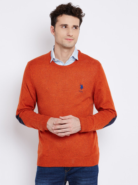 

U.S. Polo Assn. Denim Co. Men Orange Solid Sweater