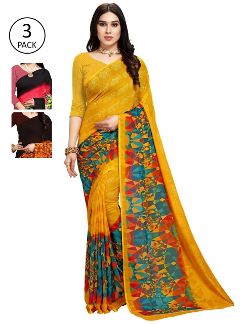 

KALINI Pack Of 3 Printed Saree, Multi