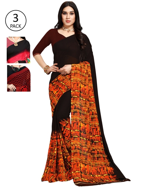 

KALINI Women Pack Of 3 Printed Saree, Maroon