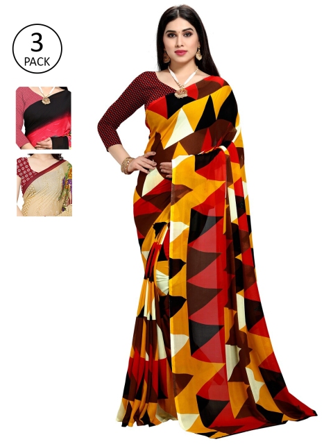 

KALINI Pack Of 3 Printed Sarees, Multi