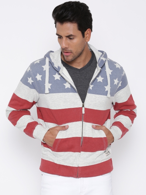 

U.S. Polo Assn. Denim Co. Off-White & Blue Striped Hooded Sweatshirt