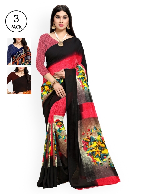 

KALINI Pack Of 3 Multicoloured Printed Sarees, Multi