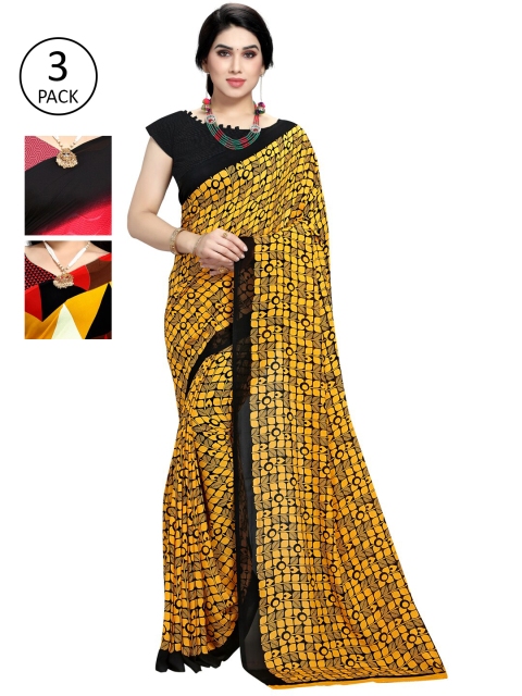 

KALINI Pack Of 3 Multicoloured Printed Sarees, Multi