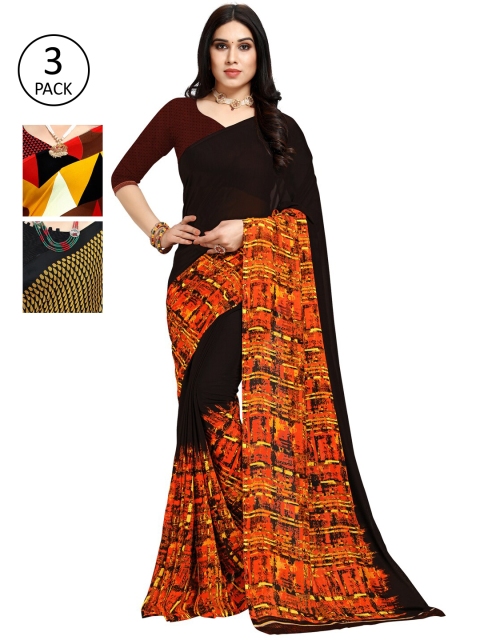 

KALINI Pack Of 3 Multicoloured Printed Sarees, Yellow