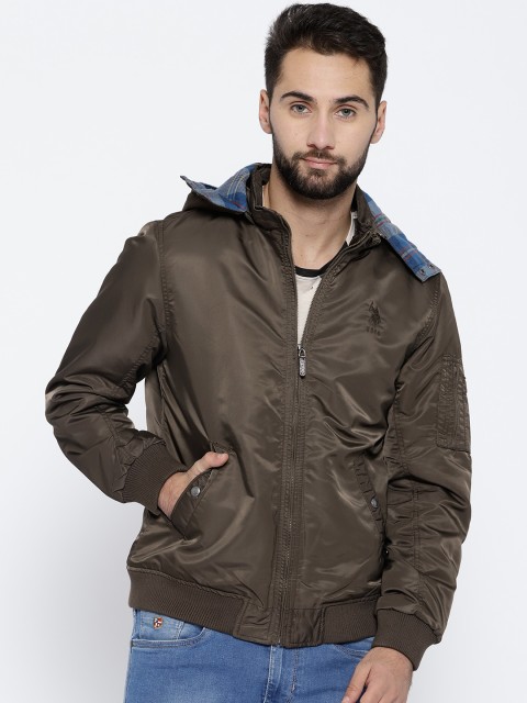 

U.S. Polo Assn. Denim Co. Olive Brown Bomber Jacket with Detachable Hood