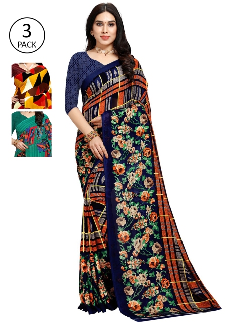 

KALINI Pack Of 3 Multicoloured Printed Sarees, Multi