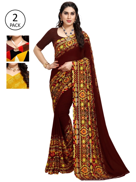

KALINI Pack Of 3 Multicoloured Printed Sarees, Yellow