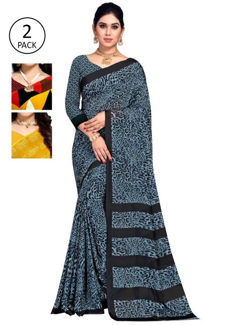 

KALINI Pack Of 3 Printed Sarees, Yellow