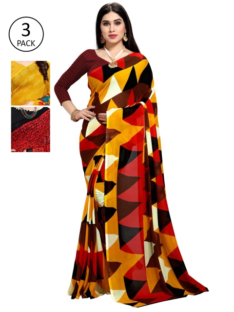 

KALINI Pack Of 3 Multicoloured Printed Sarees, Multi