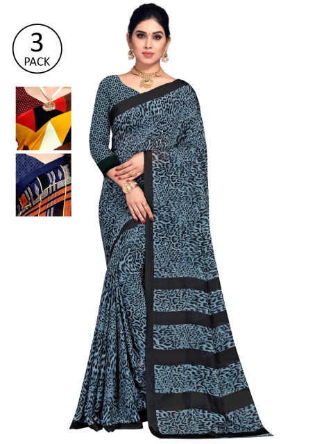 

KALINI Women Pack Of 3 Printed Saree, Yellow