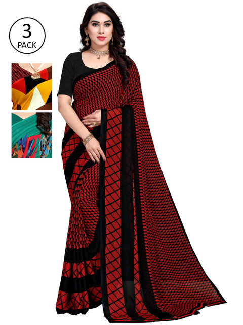 

KALINI Pack Of 3 Printed Saree, Green