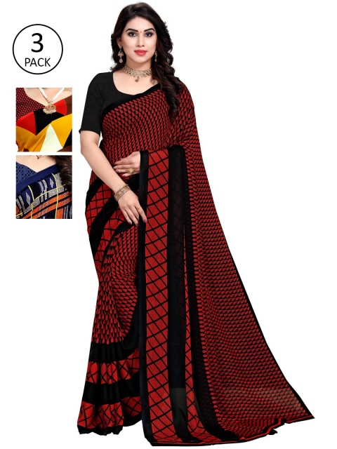 

KALINI Pack Of 3 Multicoloured Printed Sarees, Yellow