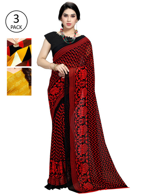 

KALINI Women Pack Of 3 Printed Saree, Yellow