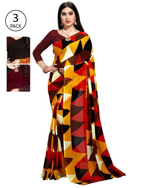 

KALINI Pack Of 3 Printed Sarees, Multi