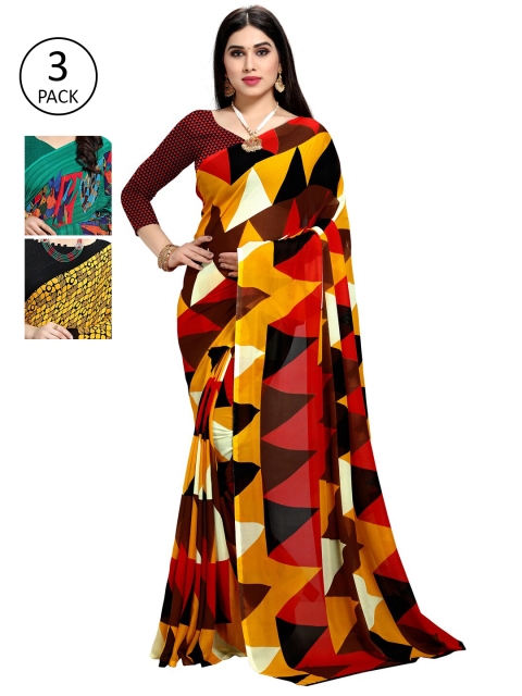 

KALINI Pack Of 3 Multicoloured Printed Sarees, Multi