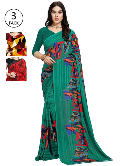 

KALINI Pack Of 3 Printed Saree, Yellow