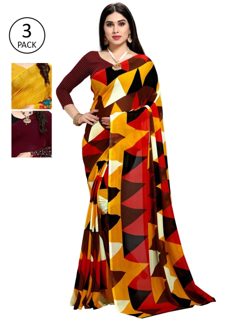 

KALINI Pack Of 3 Multicoloured Printed Sarees, Multi