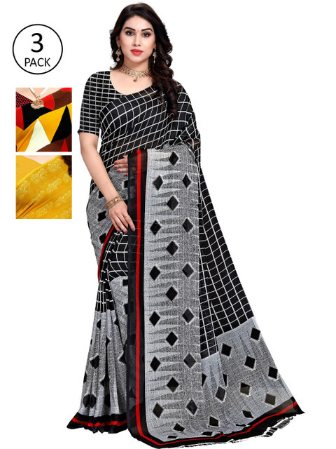 

KALINI Pack Of 3 Multicoloured Printed Sarees, Multi