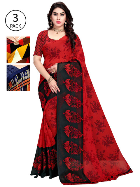 

KALINI Pack Of 3 Printed Saree, Multi