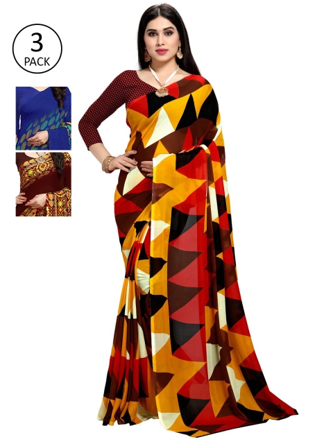 

KALINI Pack Of 3 Multicoloured Printed Sarees, Multi