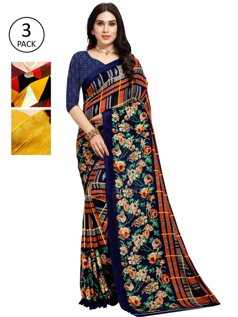 

KALINI Pack Of 3 Printed Saree, Yellow
