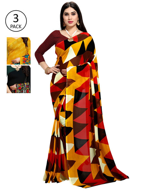 

KALINI Pack Of 3 Multicoloured Printed Sarees, Multi
