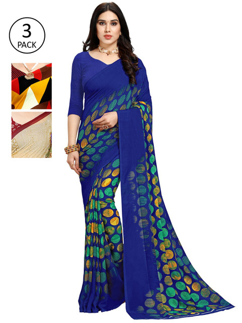 

KALINI Pack Of 3 Multicoloured Printed Sarees, Multi
