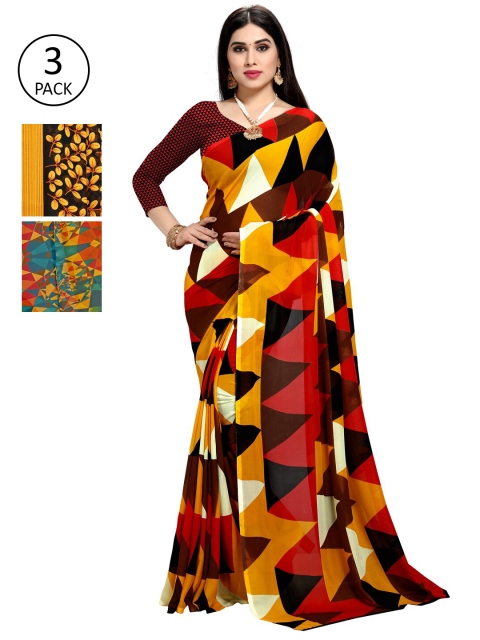 

KALINI Pack Of 3 Multicoloured Printed Sarees, Multi