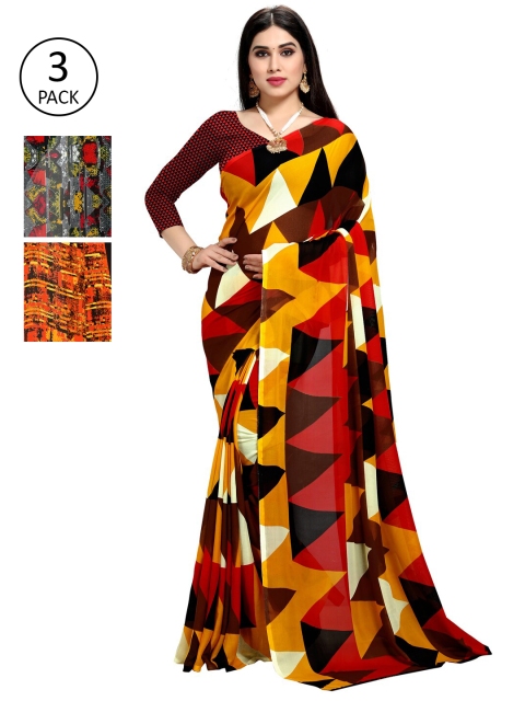 

KALINI Women Pack Of 3 Printed Saree, Black