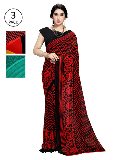 

KALINI Pack Of 3 Printed Saree, Yellow