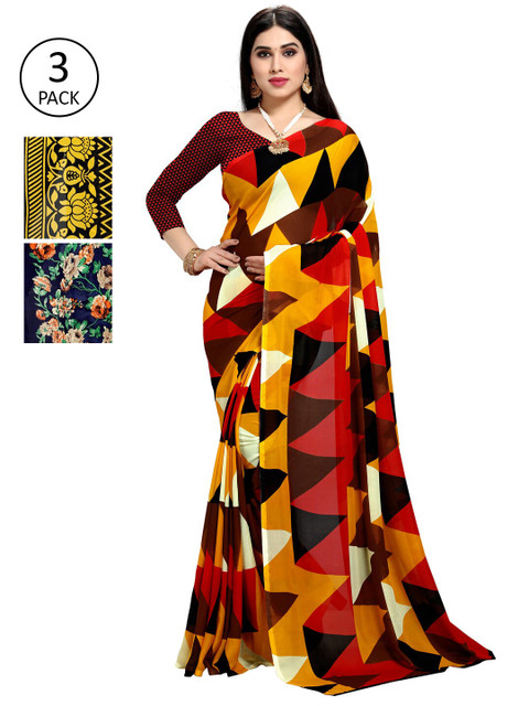 

KALINI Pack Of 3 Printed Sarees, Multi