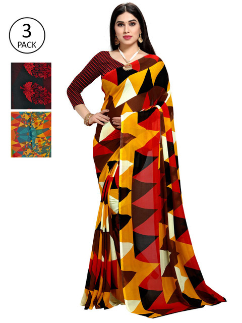

KALINI Pack Of 3 Printed Sarees, Multi
