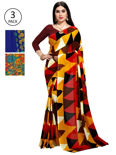

KALINI Pack Of 3 Printed Sarees, Multi