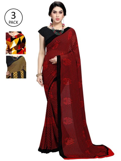 

KALINI Woman Pack of 3 saree, Red