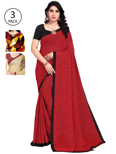

KALINI Pack Of 3 Printed Sarees, Multi