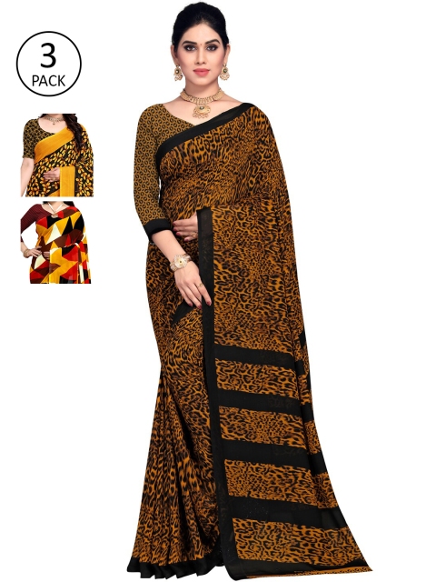 

KALINI Pack Of 3 Printed Saree, Red