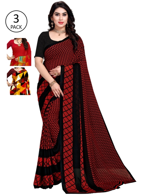 

KALINI Pack Of 3 Printed Sarees, Yellow