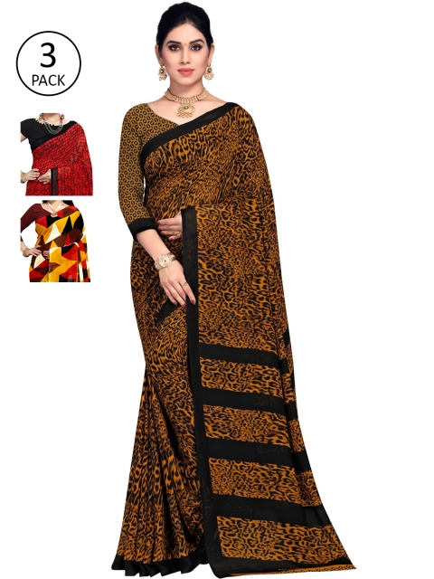 

KALINI Pack Of 3 Multicoloured Printed Sarees, Yellow